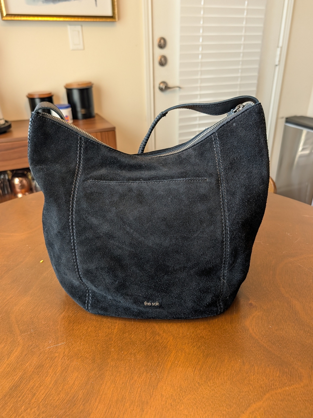 The Sak Black Suede Crossbody Hobo Bag